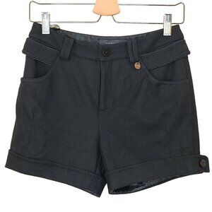 Ellassay Womens Shorts Small 155/62A Black Wool Blend Knit Chino Cuffed Casual